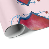 Cadeau Papier d'enveloppement de coeur d'aquarelle (Coin rond)