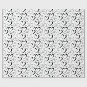 Cadeau Papier d'enveloppement de coeur noir et blanc (Plat)