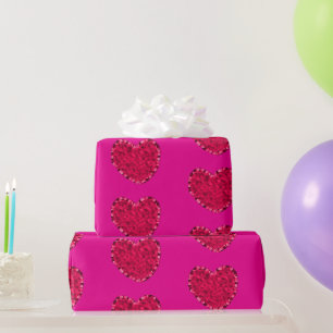 Cadeau Papier d'enveloppement de coeur rose