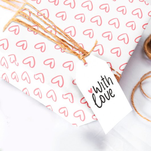 Cadeau Papier d'enveloppement de coeur rose