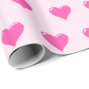 Cadeau Papier d'enveloppement de coeur rose