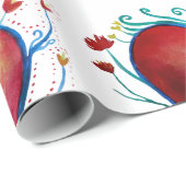 Cadeau Papier d'enveloppement de coeur rouge (Coin rond)