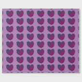 Cadeau Papier d'enveloppement de coeur violet (Plat)
