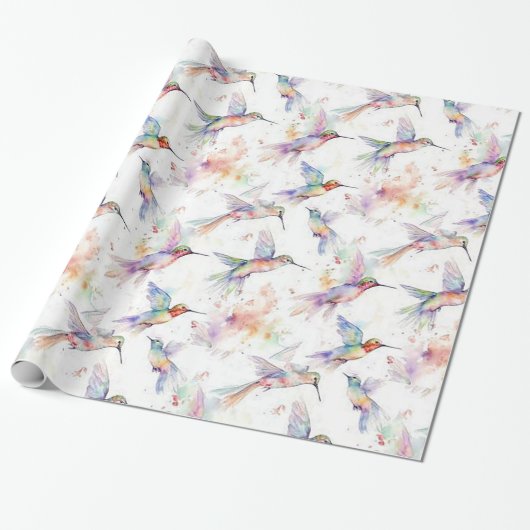 Cadeau Papier d'enveloppement de colibri coloré (Déroulé)