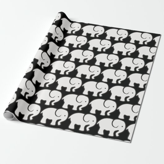 Cadeau Papier d'enveloppement de conception d'éléphant bl (Déroulé)
