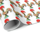 Cadeau Papier d'enveloppement de coq portugais (Coin rond)