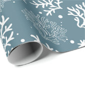 Cadeau Papier d'enveloppement de corail bleu et blanc (Coin rond)