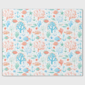 Cadeau Papier d'enveloppement de corail d'aquarelle (Plat)