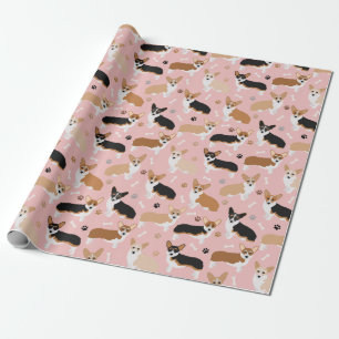 Cadeau Papier d'enveloppement de corgi, pattes de chien e