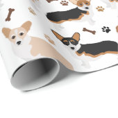 Cadeau Papier d'enveloppement de corgi, pattes de chien e (Coin rond)