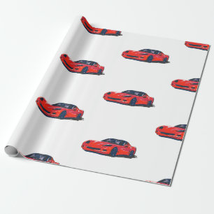 Cadeau Papier d'enveloppement de corvette C6 rouge