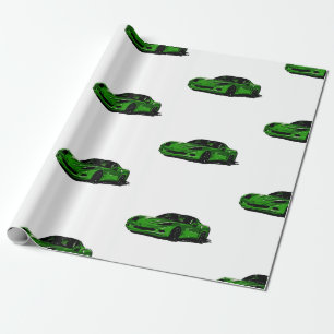 Cadeau Papier d'enveloppement de corvette C6 vert
