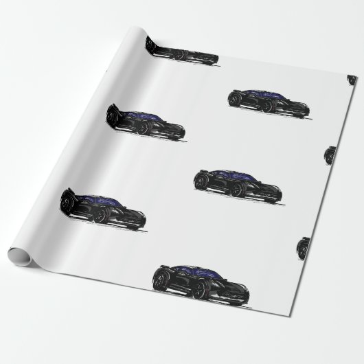 Cadeau Papier d'enveloppement de corvette C7 noir (Déroulé)