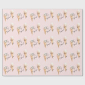 Cadeau Papier d'enveloppement de crème glacée rose aquare (Plat)
