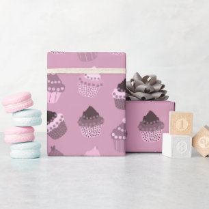 Cadeau Papier d'enveloppement de cupcakes roses