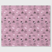 Cadeau Papier d'enveloppement de cupcakes roses (Plat)