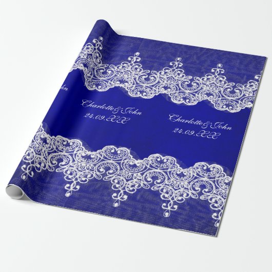 Cadeau Papier d'enveloppement de dentelle bleue Royal per (Déroulé)