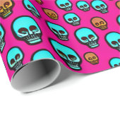 Cadeau Papier d'enveloppement de dessin de crâne rose Abs (Coin rond)