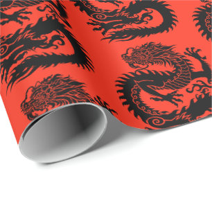 Cadeau Papier d'enveloppement de dragon chinois tradition