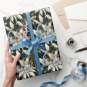 Cadeau Papier d'enveloppement de fées et champignons bleu
