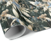 Cadeau Papier d'enveloppement de fées et champignons bleu (Coin rond)