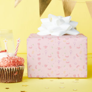 Cadeau Papier d'enveloppement de fête d'anniversaire rose