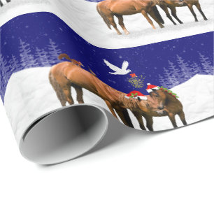 Cadeau Papier d'enveloppement de fête de Noël Pony