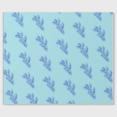 Cadeau Papier d'enveloppement de feuillage bleu (Plat)