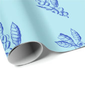 Cadeau Papier d'enveloppement de feuillage bleu (Coin rond)