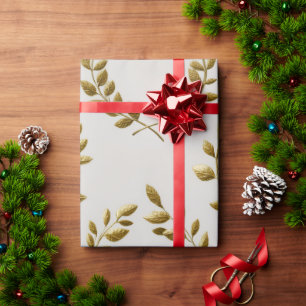 Cadeau Papier d'enveloppement de feuilles d'or élégant   