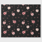 Cadeau Papier d'enveloppement de Flamants roses floraux (Plat)