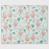 Cadeau Papier d'enveloppement de Flamants roses roses (Plat)