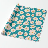 Cadeau Papier d'enveloppement de fleurs beige (Déroulé)