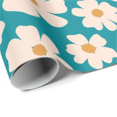 Cadeau Papier d'enveloppement de fleurs beige (Coin rond)