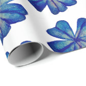 Cadeau Papier d'enveloppement de fleurs bleues (Coin rond)