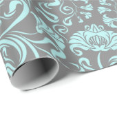 Cadeau Papier d'enveloppement de fleurs/Damas (Coin rond)