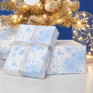 Cadeau Papier d'enveloppement de fleurs de cerisier bleu 