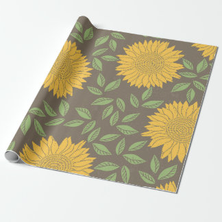 Cadeau Papier d'enveloppement de fleurs de tournesol rust
