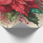 Cadeau Papier d'enveloppement de fleurs rouge de Noël (Coin)