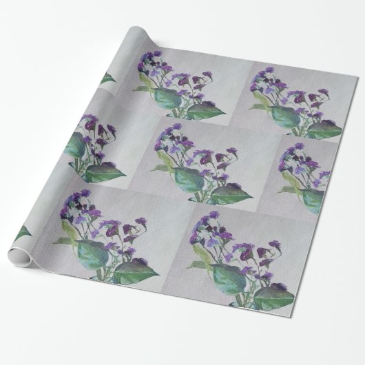 Cadeau Papier d'enveloppement de fleurs violettes (Déroulé)