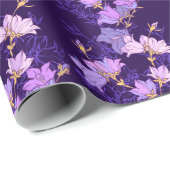 Cadeau Papier d'enveloppement de fleurs violettes (Coin rond)