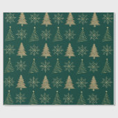 Cadeau Papier d'enveloppement de flocon de neige vert Gol (Plat)