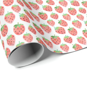 Cadeau Papier d'enveloppement de fraises d'aquarelle