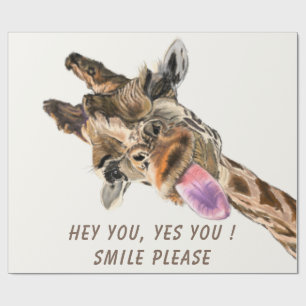 Cadeau Papier d'enveloppement de girafe amusant - Texte p