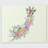Cadeau Papier d'enveloppement de Giraffe Florale (Plat)