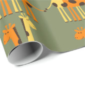 Cadeau Papier d'enveloppement de Giraffe orange et jaune (Coin rond)