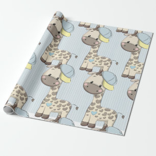 Cadeau Papier d'enveloppement de Giraffe pour bébé en d
