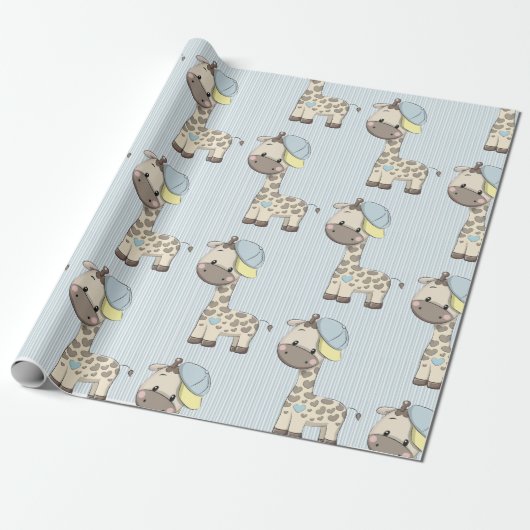 Cadeau Papier d'enveloppement de Giraffe pour bébé en des (Déroulé)