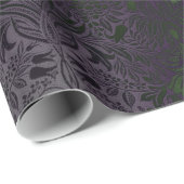 Cadeau Papier d'enveloppement de goth damassé violet et v (Coin rond)