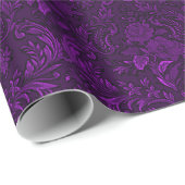 Cadeau Papier d'enveloppement de goth damassé violet Rose (Coin rond)